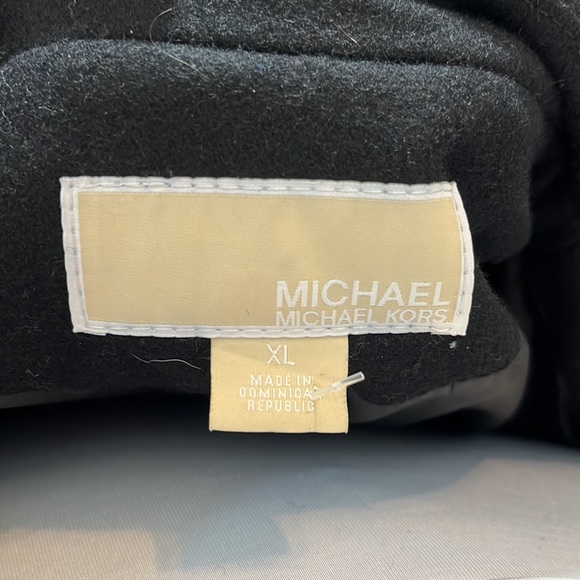 Michael Kors Black and Gold Wool Jacket Removable Hood Zipper Pockets XL - Picture 8 of 12